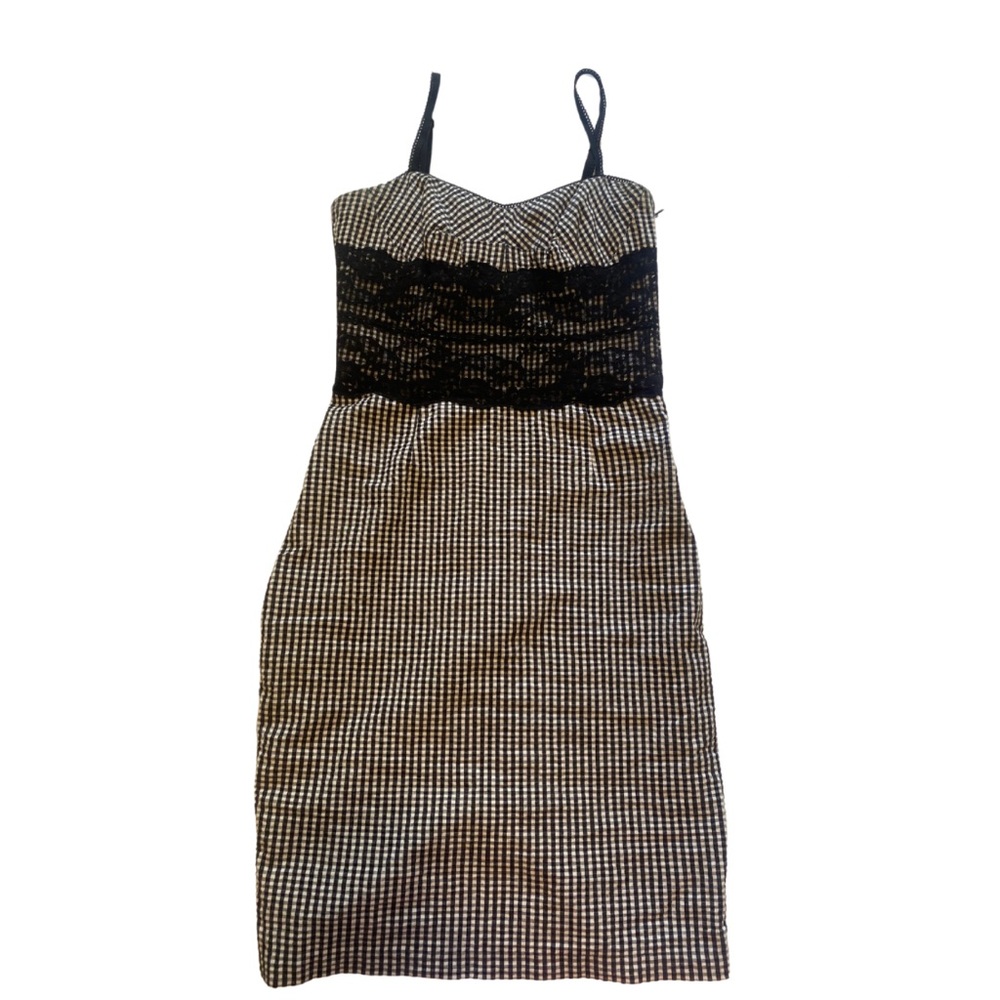 Guess Black and White Sheath Dress Spaghetti Strap